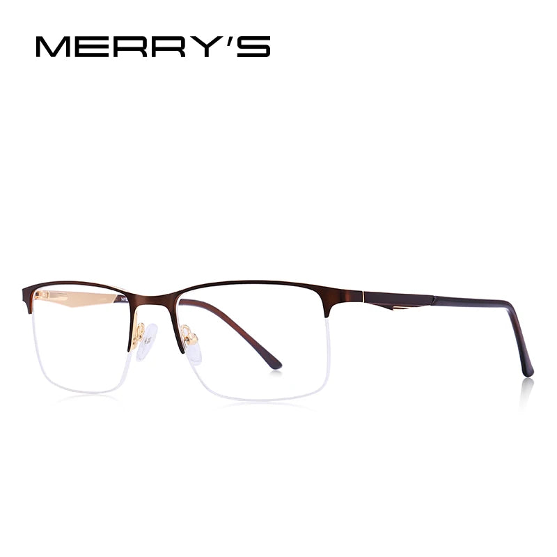 MERRYS DESIGN Men Titanium Alloy Glasses Frame Male Square Half Optical Ultralight Eye Myopia Prescription Eyeglasses S2059