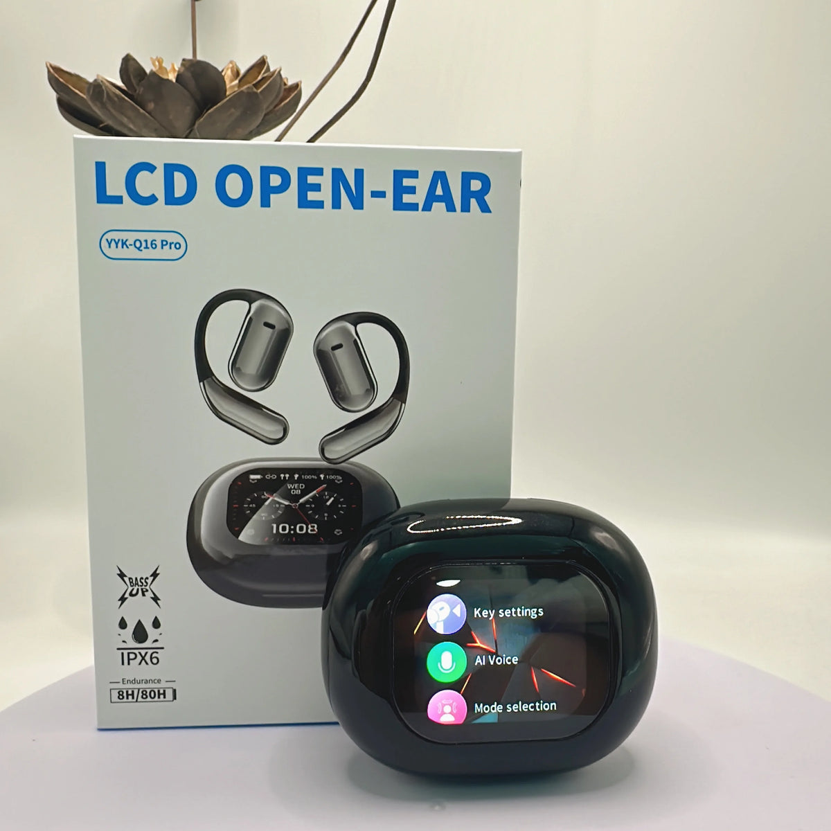 YYK-Q16 Pro Translation Headset Support OWS Open Ear Sports Earphones LCD Full Color Touch Screen Earbuds with Noise Cancelling