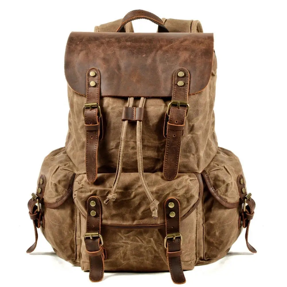 Vintage Batik Canvas Backpack Drawstring Men's Casual Bag Trend Travel Backpack Large Capacity Hiking Rucksack
