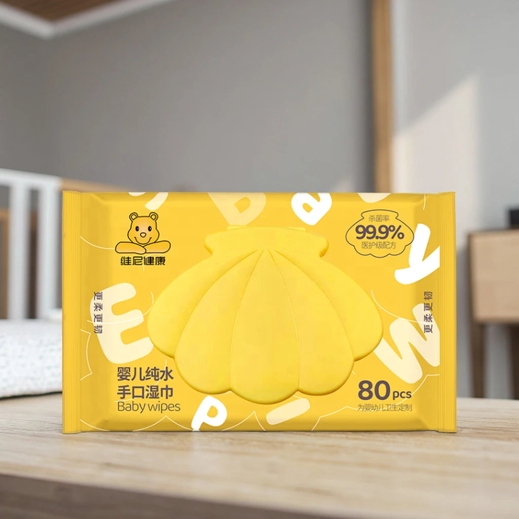 80 Count Disposable Kids Mouth Hand Baby Wet Wipes Biodegradable Organic Factory Direct Supply Hypoallergenic and Sensitive Skin