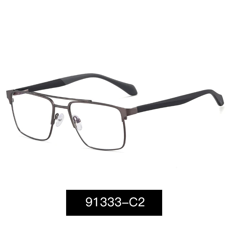 MS 91333 2024 New Men's Double Nose Bridge Eyeglasses Fashion Metal Square Optical Anti-Blue Light Custom Photochromic Frame
