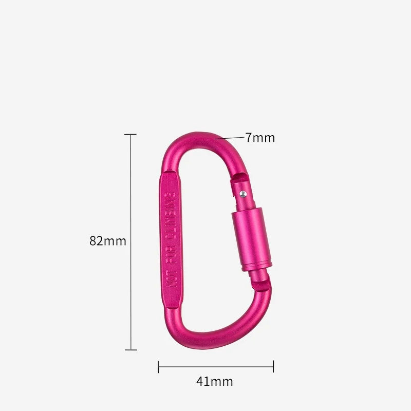 High Quality 8# Aluminum Alloy D-Shaped Carabiner Spring Snap Hook Keychain Clip Screw Locking for Outdoor Tours Camping Hiking