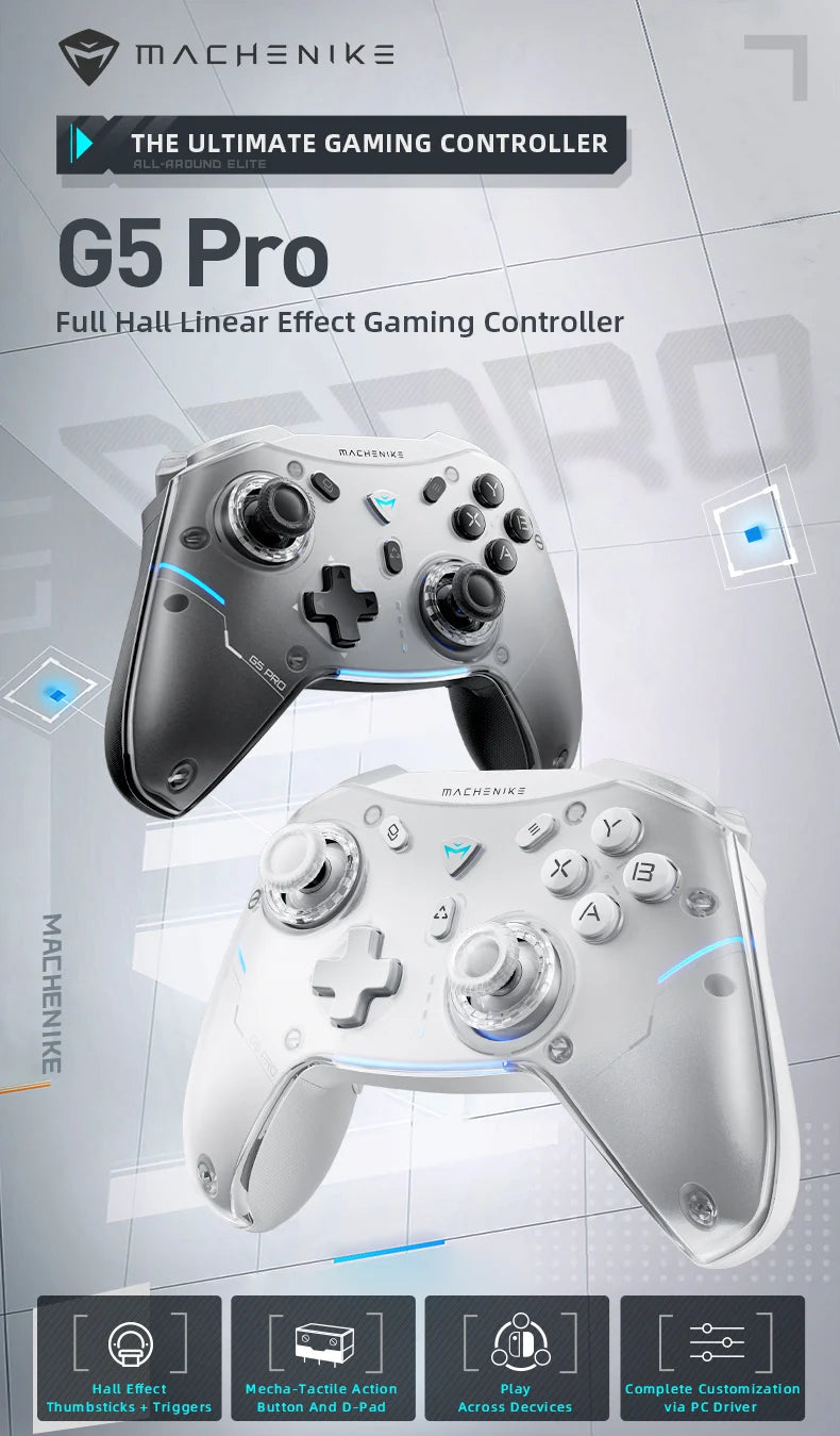 Machenike G5 Pro Hall-effect Gamepad Controller BT Wireless Wired three Modes Joysticks Controls for Switch Consoles/PC/TV