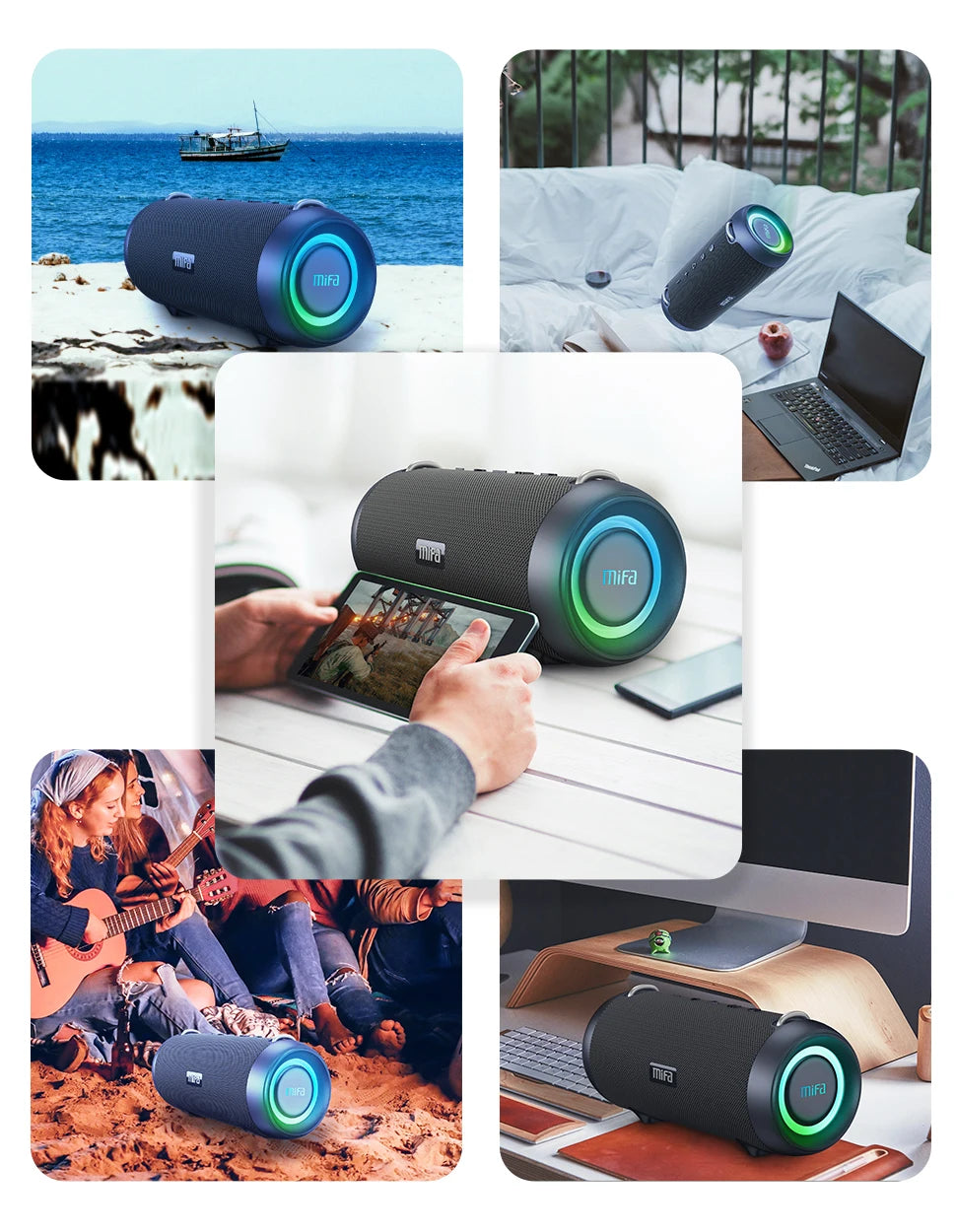 MIFA 60W Wireless Bluetooth Speaker, Class-D Power Amp, Super Bass, Rugged Portable Speaker for Camping, Party, Travel & Indoor