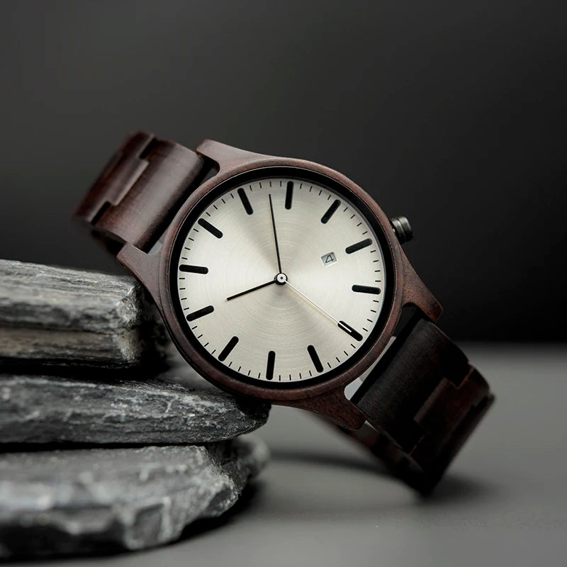 For DODO DEER Custom Brand for Zebra Wood Watch for Men Quartz Movement Wristwatch Calendar 43mm Dial Diameter 20mm Band Width