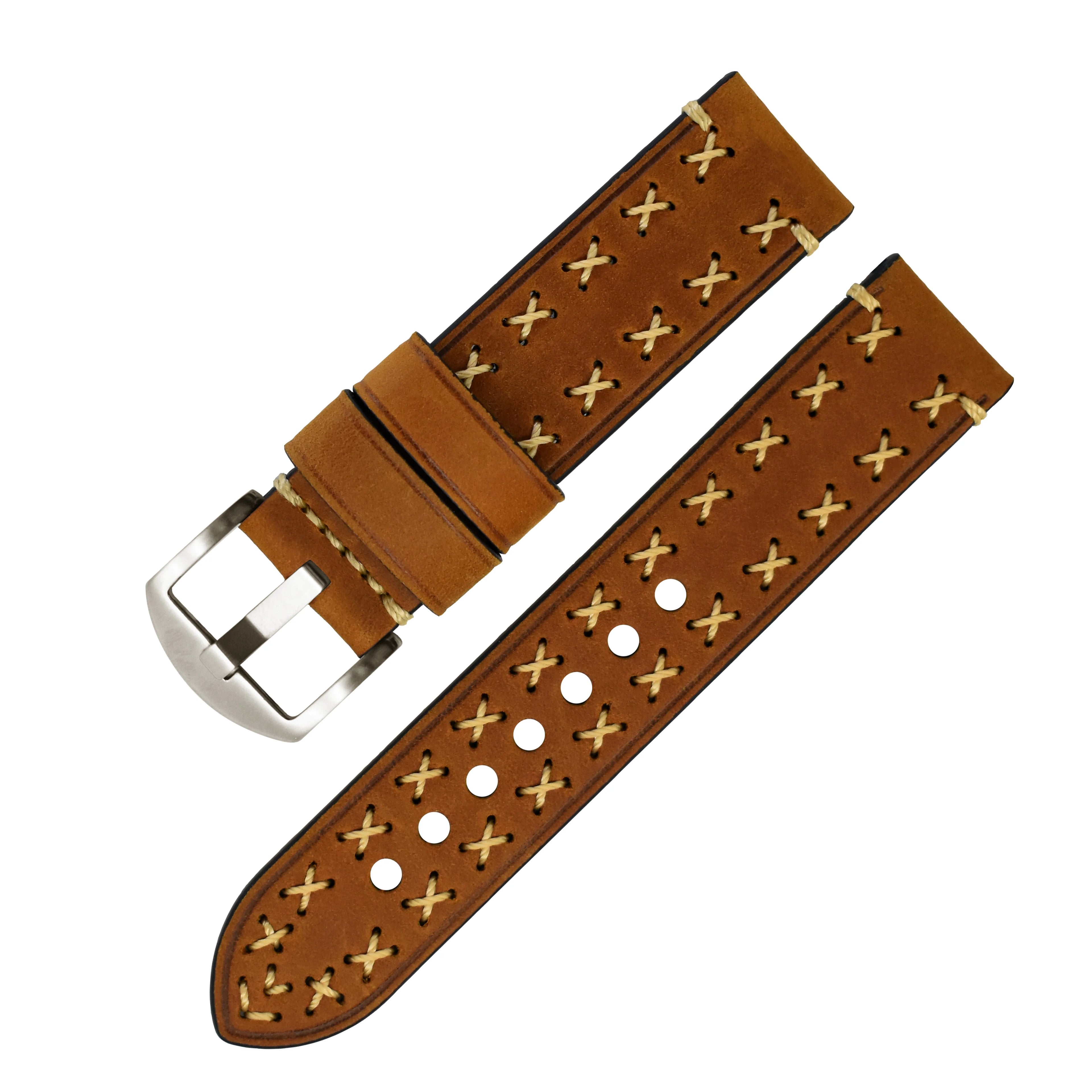 Unique Fashion 20mm 22mm 24mm 26mm Stainless Steel Buckle Genuine Leather Watch Strap Real Leather Watch Band Handmade