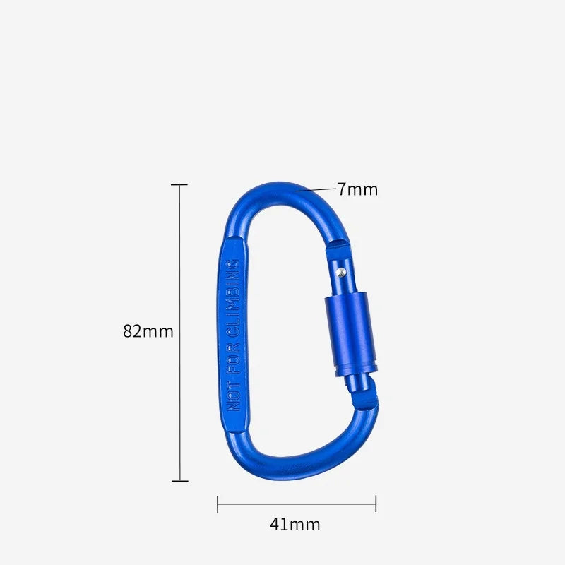 High Quality 8# Aluminum Alloy D-Shaped Carabiner Spring Snap Hook Keychain Clip Screw Locking for Outdoor Tours Camping Hiking