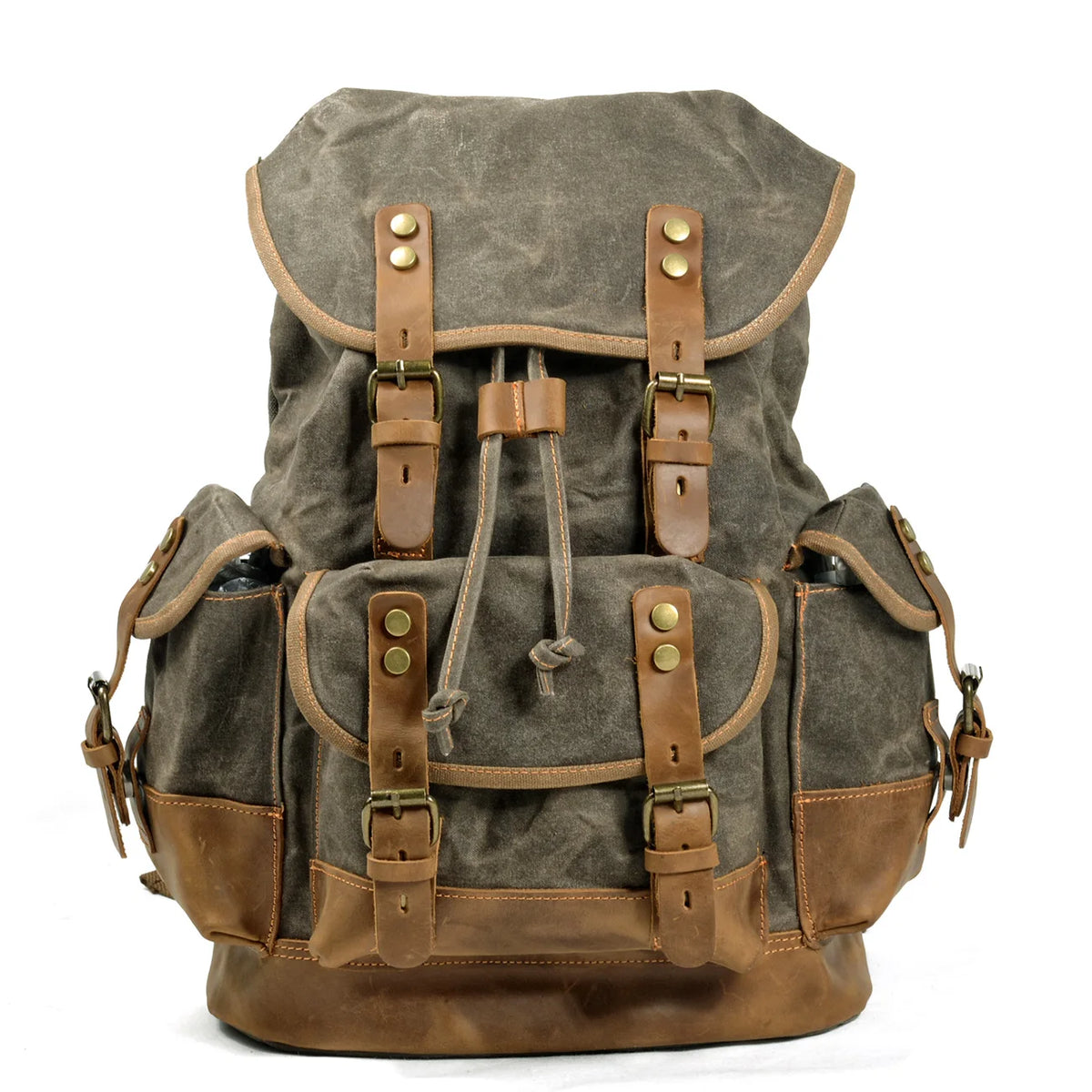 High Quality Mens Leather Travel Bag Waterproof Canvas Mountaineering Backpack Large Capacity Backpack Men Rucksack