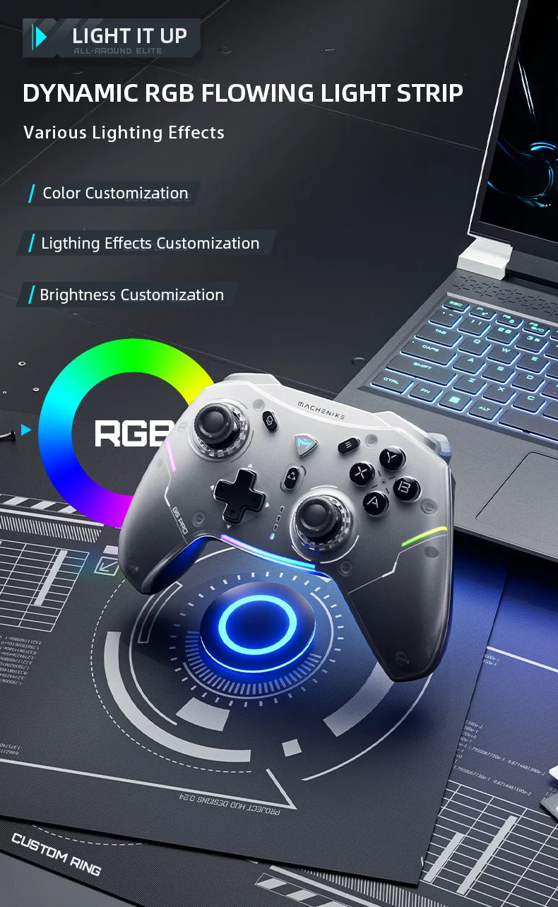 Machenike G5 Pro Hall-effect Gamepad Controller BT Wireless Wired three Modes Joysticks Controls for Switch Consoles/PC/TV