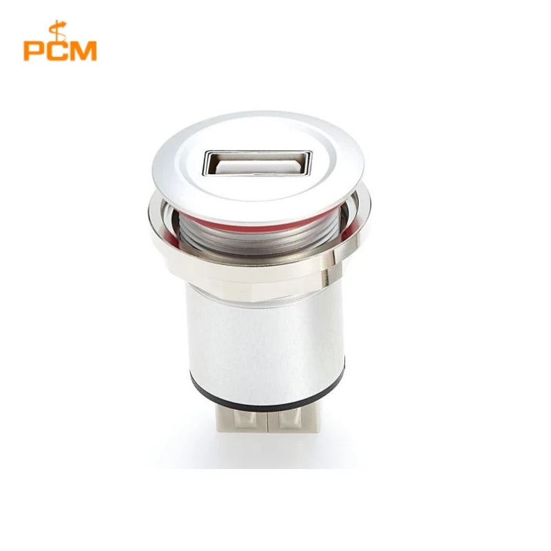 Industrial Aluminum USB-A Female to Female USB Feedthru Round Panel Mount Coupler Socket for Cabinet Chassis Machine Equipment