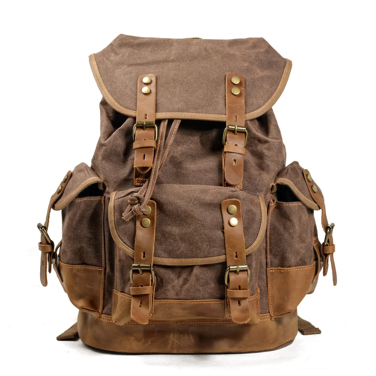 High Quality Mens Leather Travel Bag Waterproof Canvas Mountaineering Backpack Large Capacity Backpack Men Rucksack