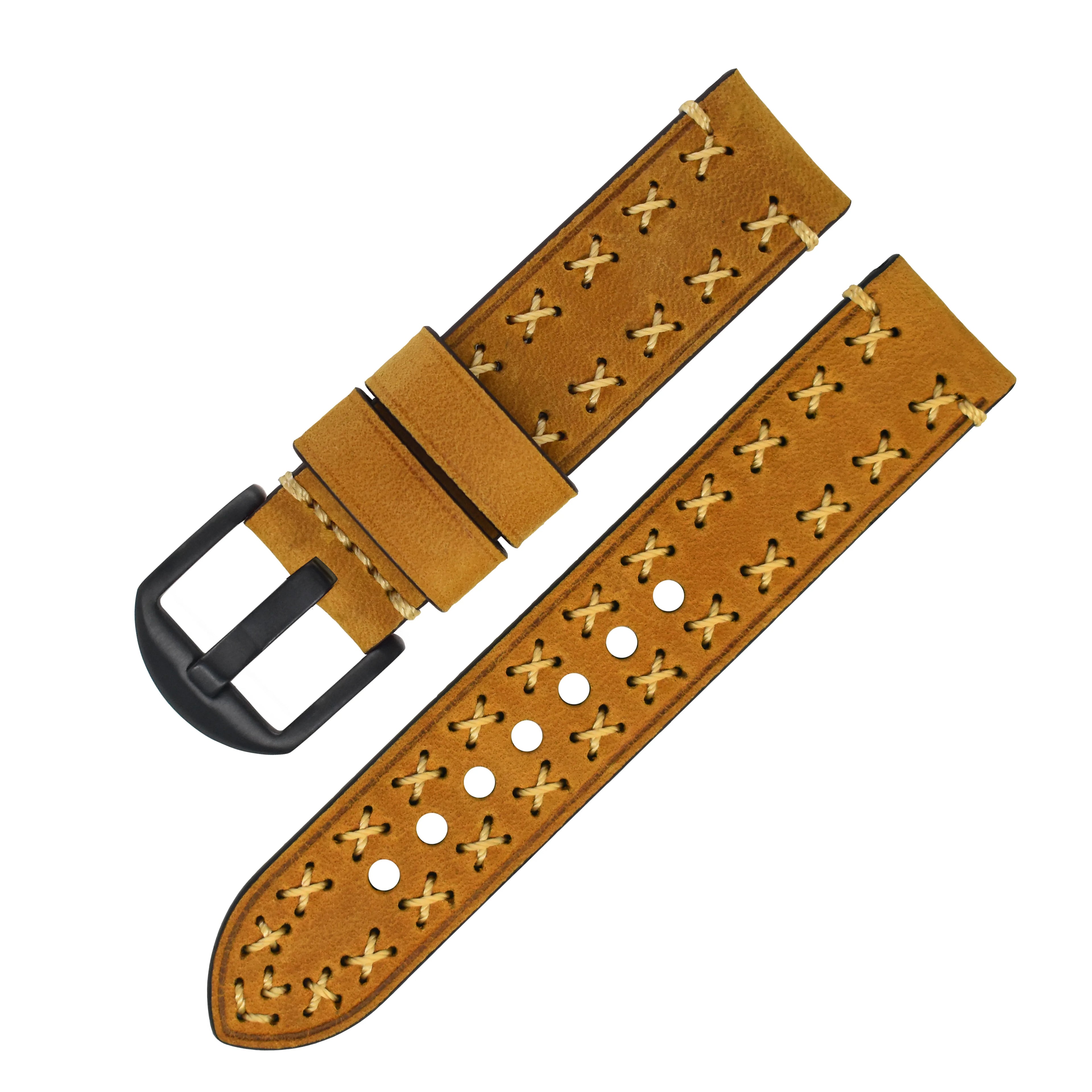 Unique Fashion 20mm 22mm 24mm 26mm Stainless Steel Buckle Genuine Leather Watch Strap Real Leather Watch Band Handmade