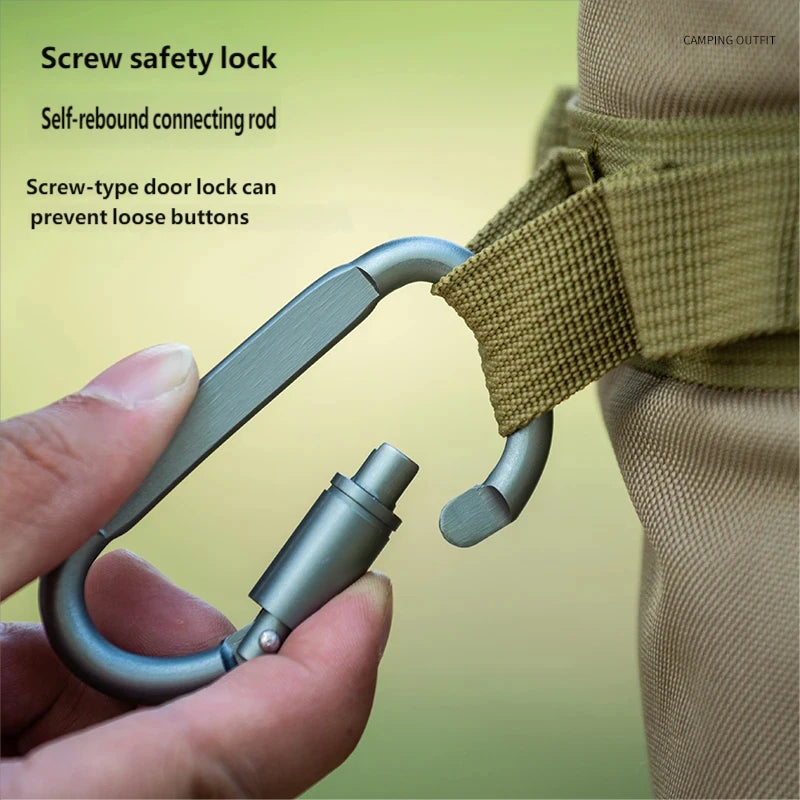 High Quality 8# Aluminum Alloy D-Shaped Carabiner Spring Snap Hook Keychain Clip Screw Locking for Outdoor Tours Camping Hiking