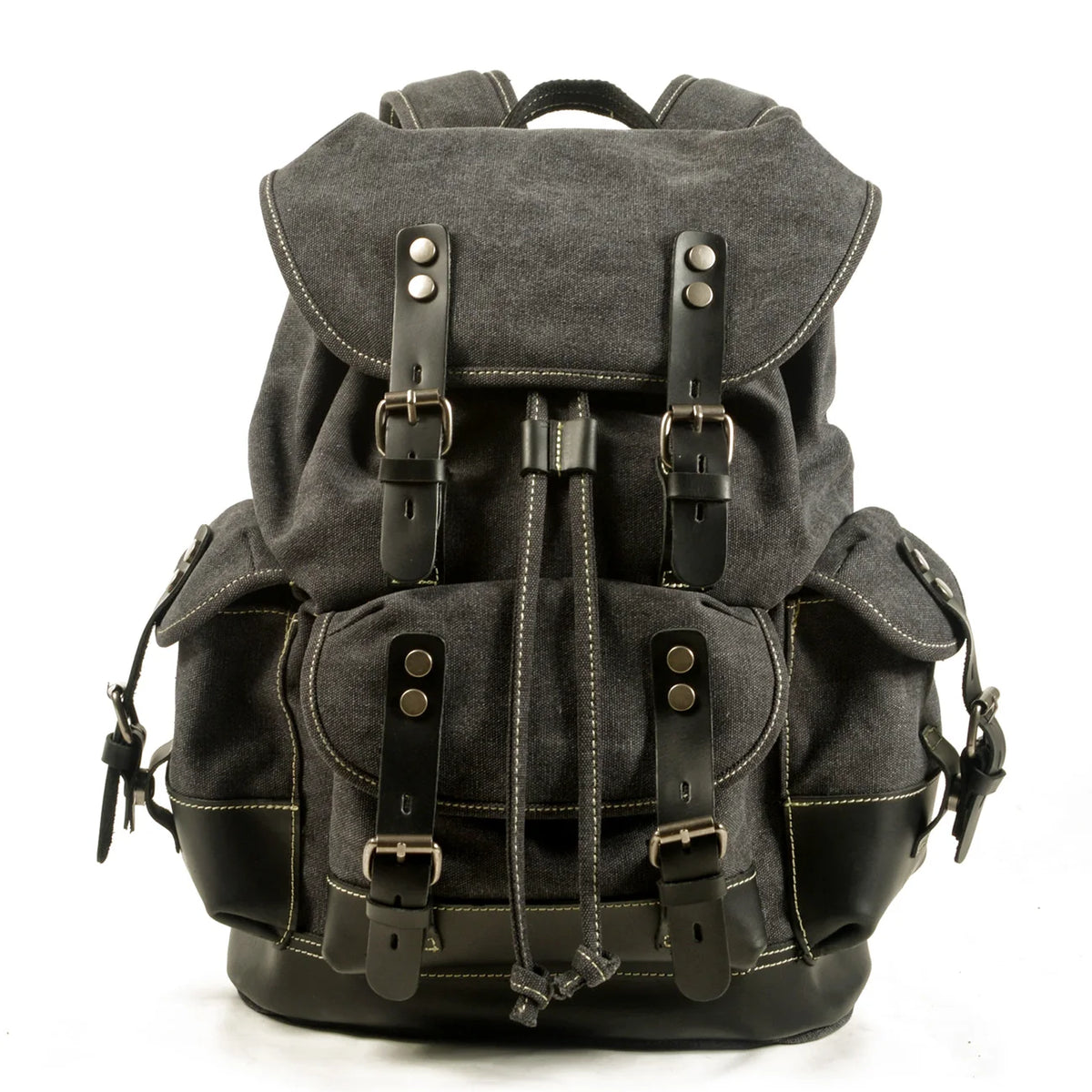 High Quality Mens Leather Travel Bag Waterproof Canvas Mountaineering Backpack Large Capacity Backpack Men Rucksack