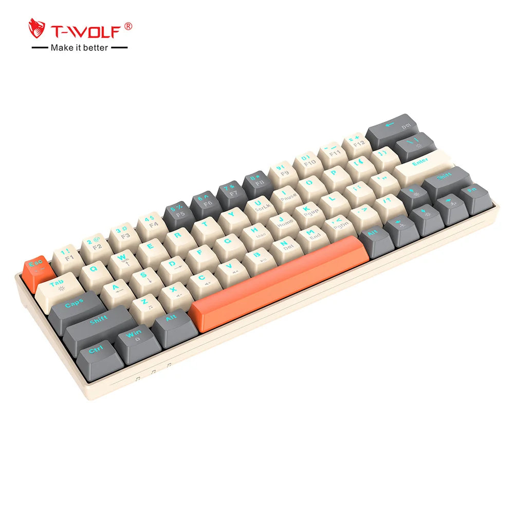 RGB Colorful Mini Gaming Keyboard LED Backlit 63keys Mechanical Keyboard Blue Switch Hotswappable Mechanical Keyboard