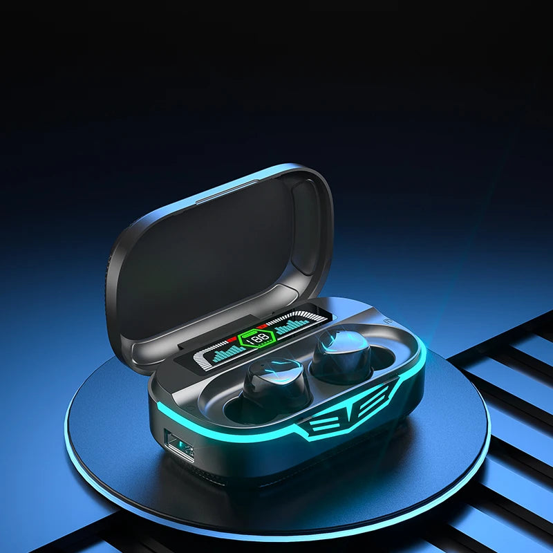 GQ-10 Sports Wireless Gaming Earphones Light Digital Display Headset Stereo HiFi In-Ear TWS Earbuds with Power Bank
