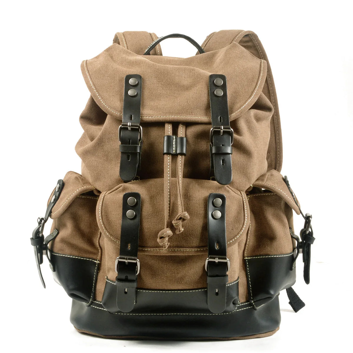 High Quality Mens Leather Travel Bag Waterproof Canvas Mountaineering Backpack Large Capacity Backpack Men Rucksack