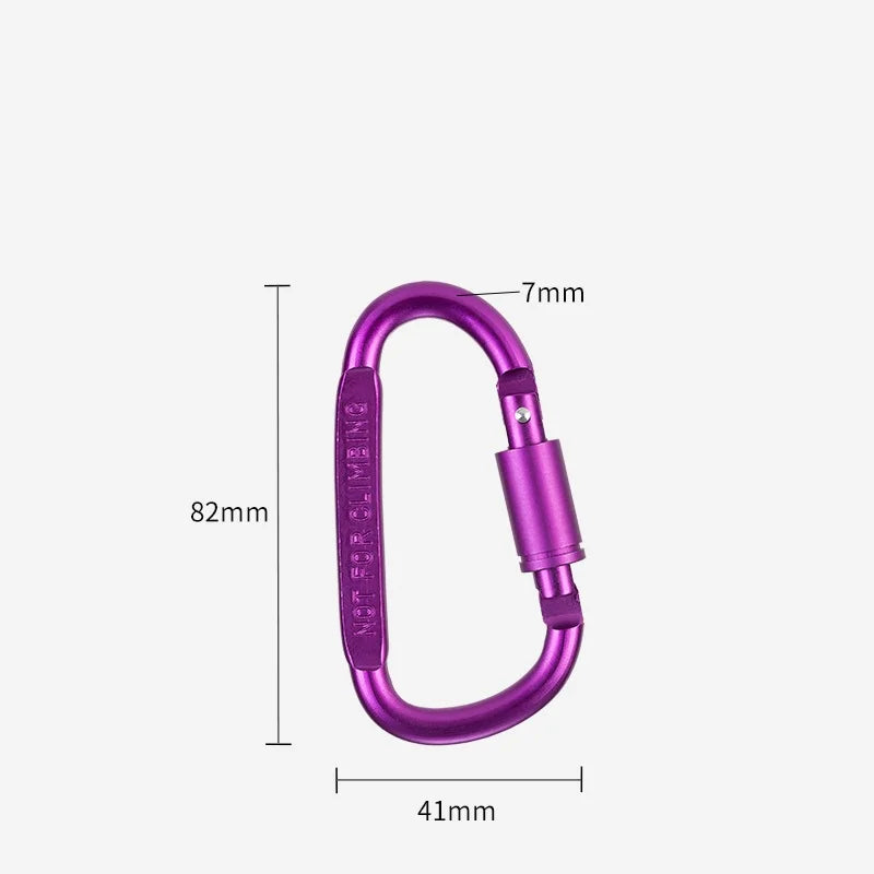 High Quality 8# Aluminum Alloy D-Shaped Carabiner Spring Snap Hook Keychain Clip Screw Locking for Outdoor Tours Camping Hiking