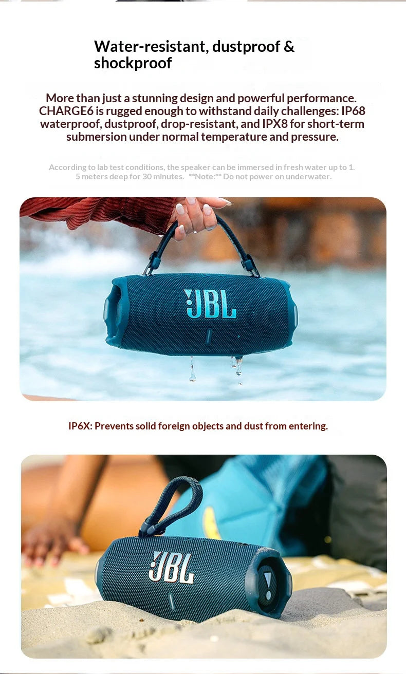 JBL CHARGE6 Portable Bluetooth Speaker IP68 Waterproof Dustproof Wireless Speaker Built-in Powerbank For Outdoor Beach Camping