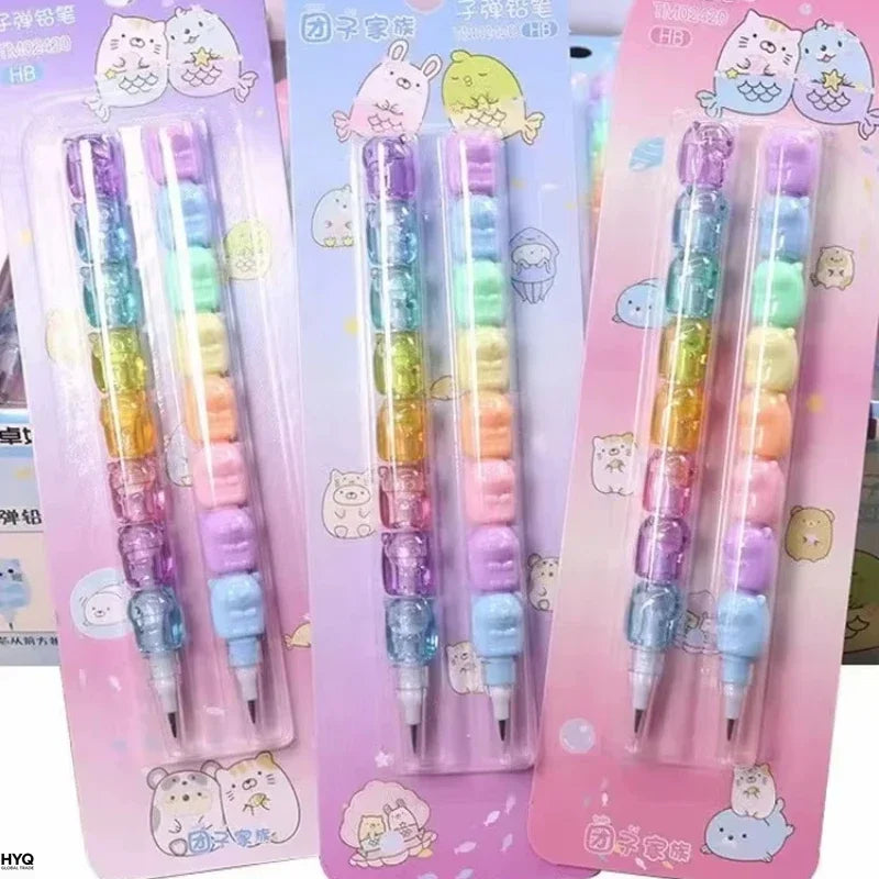 2pcs/Set Cute Bear Non Sharpening Mechanical Pencil Student Writing Pen School Office Supplies Pencil Stationery Gifts