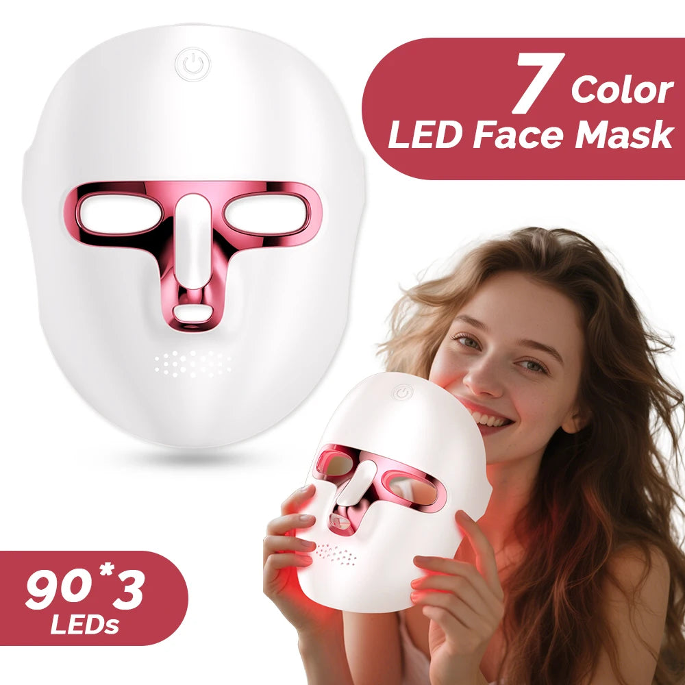 7 Colors Photon Facial LED Mask Red Light Therapy Anti Aging Face Neck Beauty Mask Relaxation Treatment Anti-Wrinkle Skin Care