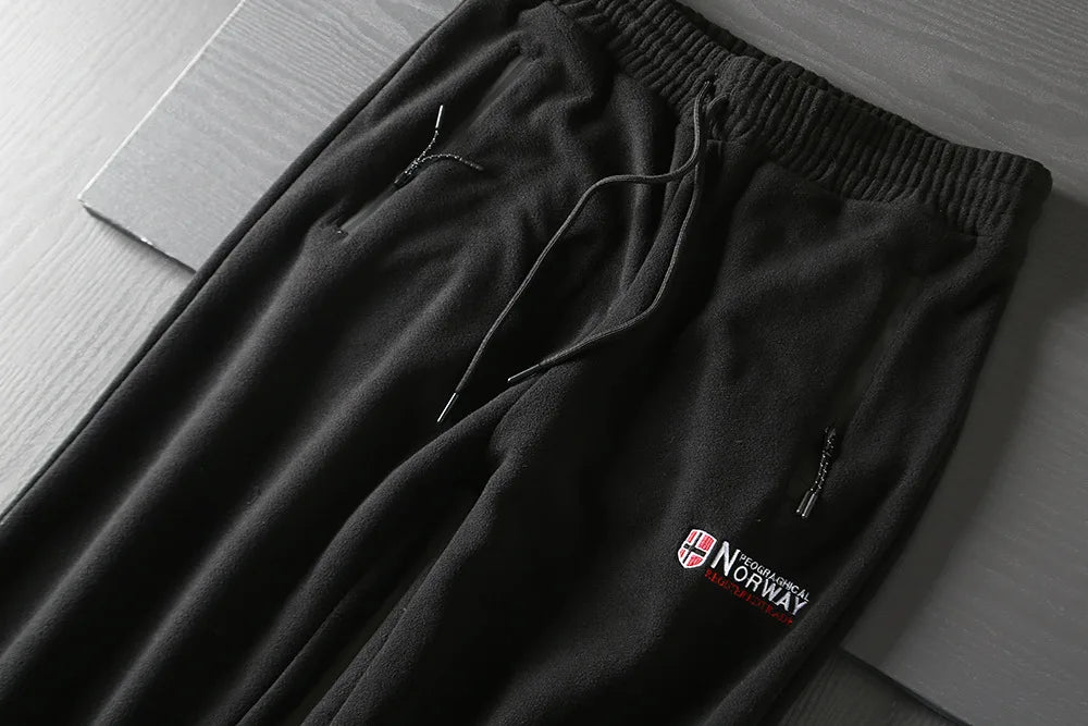 New Winter Casual Thickened Fleece Warm Sweatpants Men Outdoor Elastic Waist Norway Sport Joggers Pants Loose Male Trousers