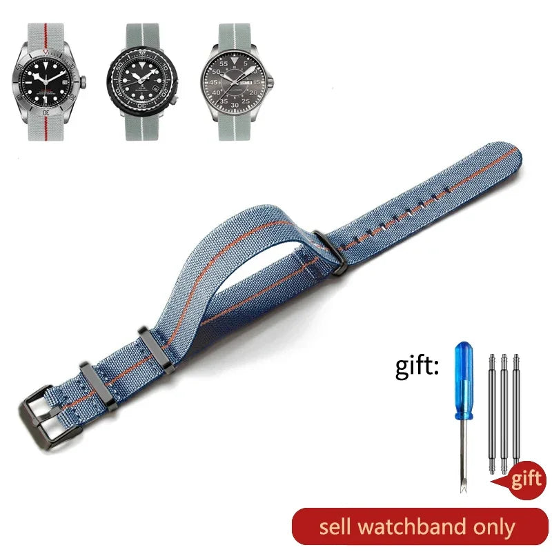 60's French Army Watch Strap for Nylon Watchband for Rolex Seiko Tudor Rolex Black Green Water Ghost Omega Woven Watch Band