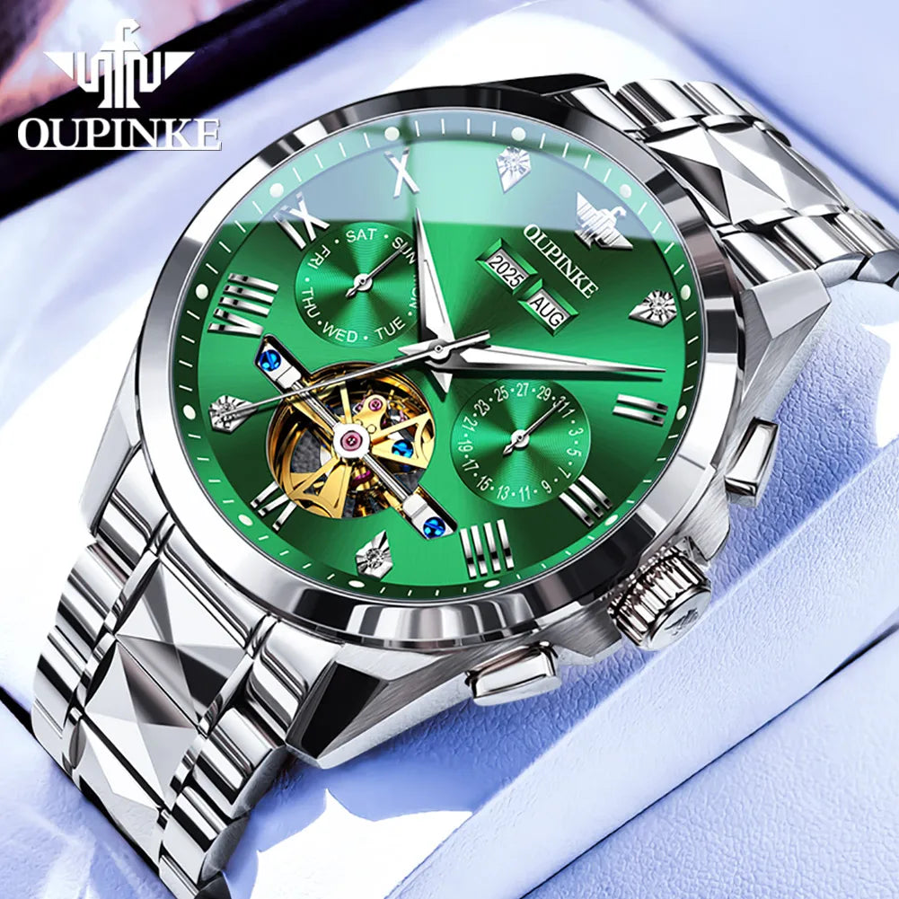 OUPINKE 3240 Tourbillon Men Watch Luxury Original Automatic Mechanical Watch Tungsten Steel Skeleton 44mm Large Dial Men Watch
