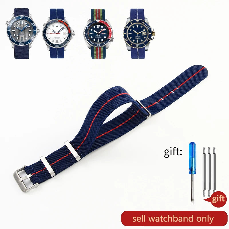 60's French Army Watch Strap for Nylon Watchband for Rolex Seiko Tudor Rolex Black Green Water Ghost Omega Woven Watch Band