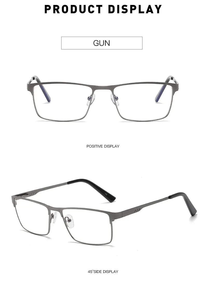 Blue light Blocking Reading Glasses For Men Metal Big Frame Readers Magnifier Presbyopia Lens Eyewear Diopter +0.75~4.0