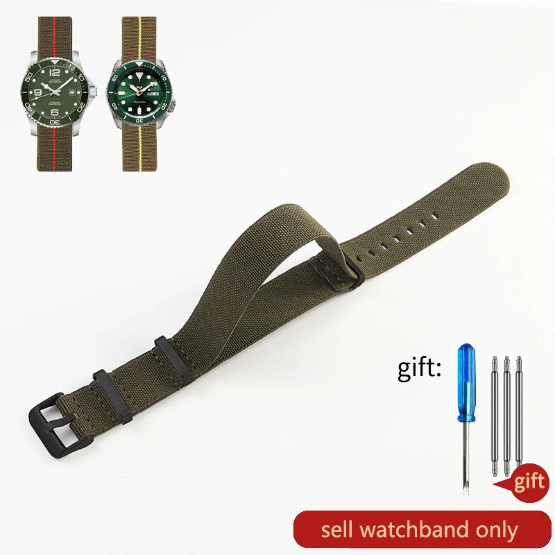 60's French Army Watch Strap for Nylon Watchband for Rolex Seiko Tudor Rolex Black Green Water Ghost Omega Woven Watch Band