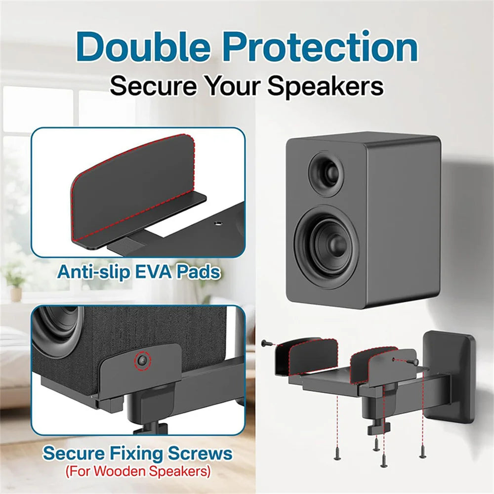 Double Clamp Speaker Wall Mount Surround Sound HIFI Adjustable Angles Wall Bracket For JBL Rack Holder Stand Speaker Accessories