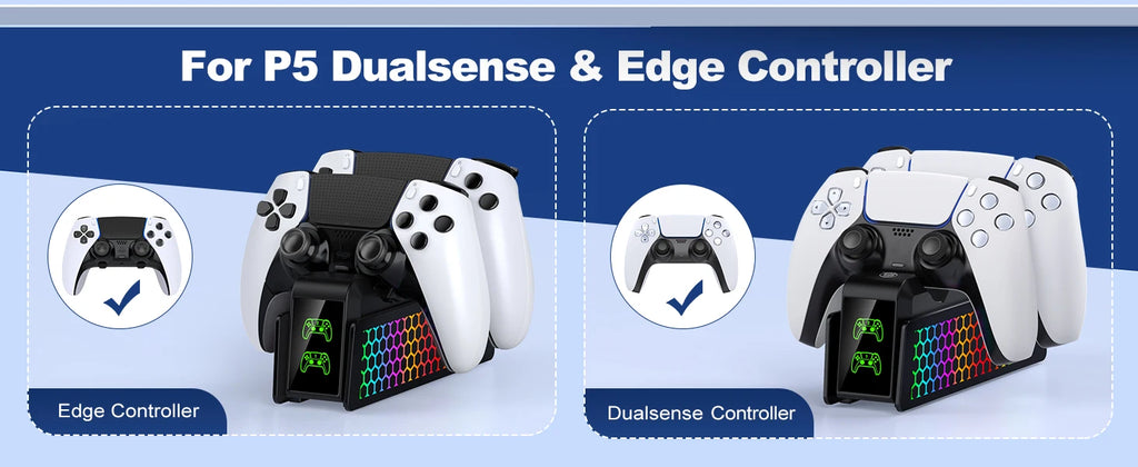For PS5 Controller Charger DualSense Charging Station Dual Charging Dock Charger Stand for PlayStation5 Wireless Game Controller