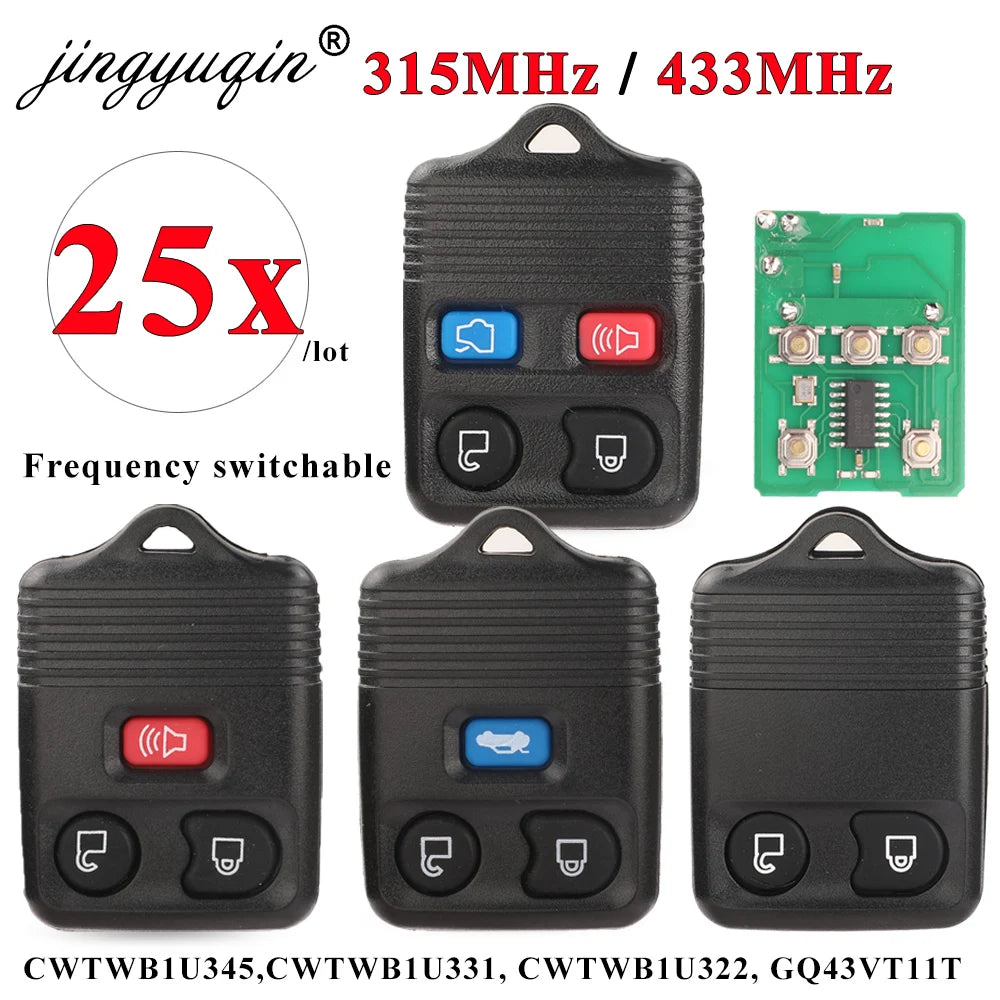jingyuqin 25pcs 2/3/4BTN Car Key 315/433MHZ For Ford Escape Explorer Keyless Entry Remote Control Car Key Clicker Transmitter