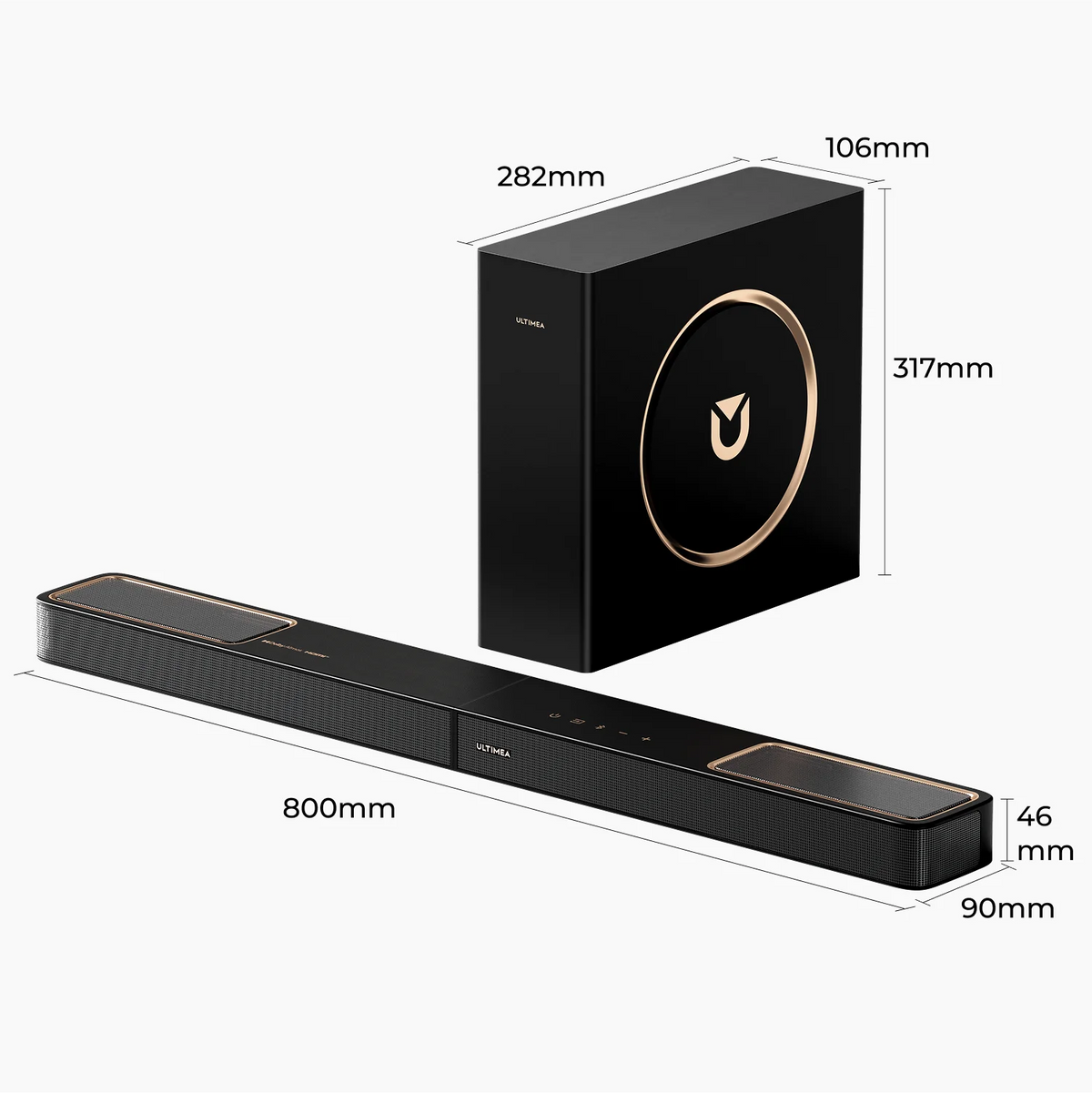 ULTIMEA 3.1.2ch Sound Bar with Dolby Atmos, Surround Sound System for TV with 5.25 inch Subwoofer, Sound Bar for Smart TV