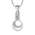 New Jewelry Women's 925 Sterling Silver Crystal Zircon Pearl Pendant Necklace Trendy FQL23255