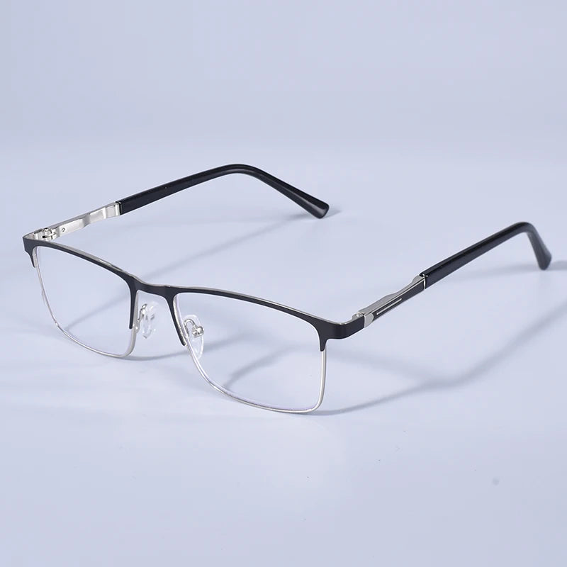 Anti Blue Light Men Reading Glasses Metal Full Frame Business Eyeglasses For Men Square Double Color Reading Eyewear +100+150