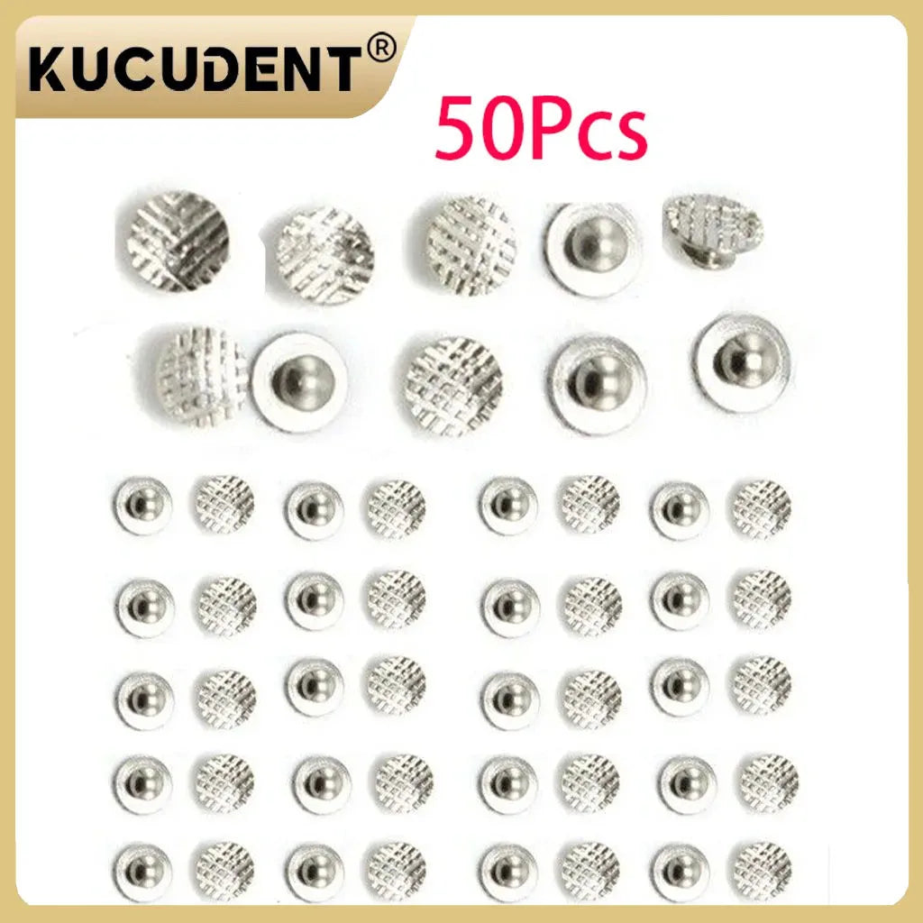 DCLOUD 10/50Pcs Dental Orthodontic Lingual Buttons for Bondable Metal Round Mesh Base Button Monoblock Dentist Ortho Materials