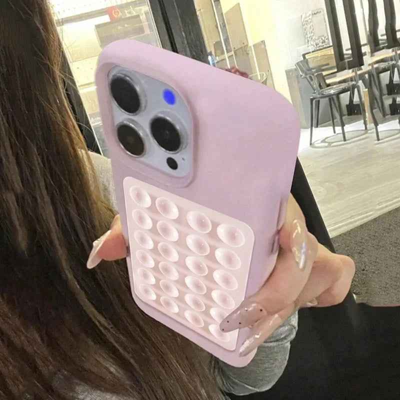 Phone Case For iPhone 17 16 15 Pro Plus 14 13 12 11 Pro Max Shockproof Funda Luxury Fashion 3D Suction Cup Stand Litchi Pattern