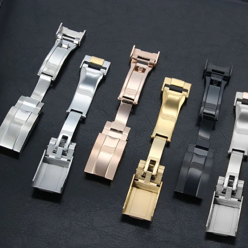 9mm Watchband Clasp for Rolex Submariner GMT Master Daytona Button Stainless Steel Solid Buckle 16mm 18mm Watches Accessories