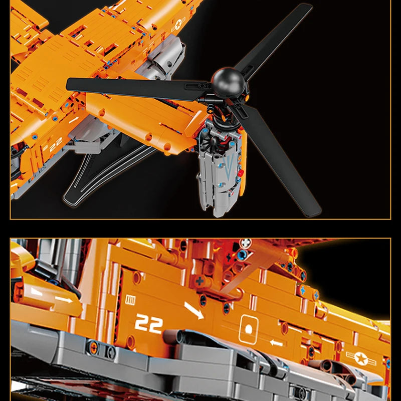 High-tech WW2 Technical Osprey Transport Aircraft Building Blocks High-Tech Sets Military Fighter Brick Toys For Birthday Gifts