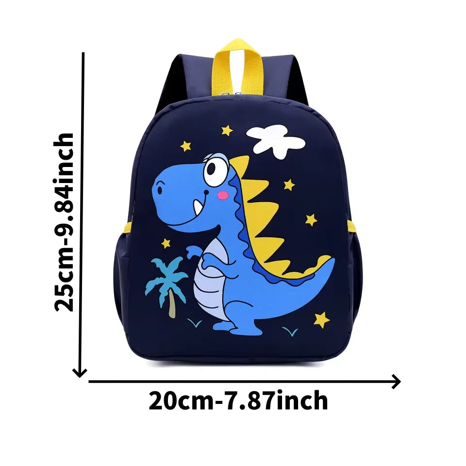 Kindergarten children's printed schoolbag, dinosaur and small animal design, boys' and girls' back-to-school season canvas double backpack