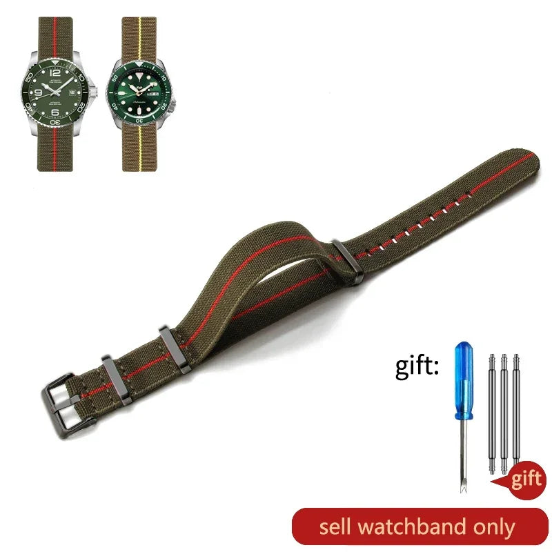 60's French Army Watch Strap for Nylon Watchband for Rolex Seiko Tudor Rolex Black Green Water Ghost Omega Woven Watch Band