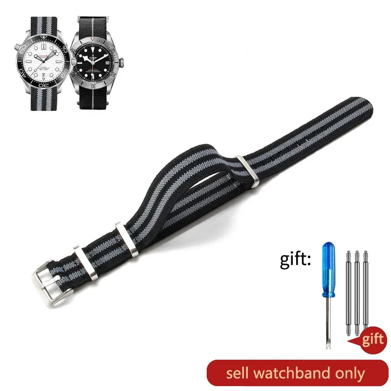 60's French Army Watch Strap for Nylon Watchband for Rolex Seiko Tudor Rolex Black Green Water Ghost Omega Woven Watch Band