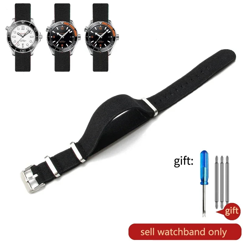 60's French Army Watch Strap for Nylon Watchband for Rolex Seiko Tudor Rolex Black Green Water Ghost Omega Woven Watch Band
