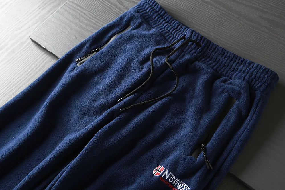 New Winter Casual Thickened Fleece Warm Sweatpants Men Outdoor Elastic Waist Norway Sport Joggers Pants Loose Male Trousers
