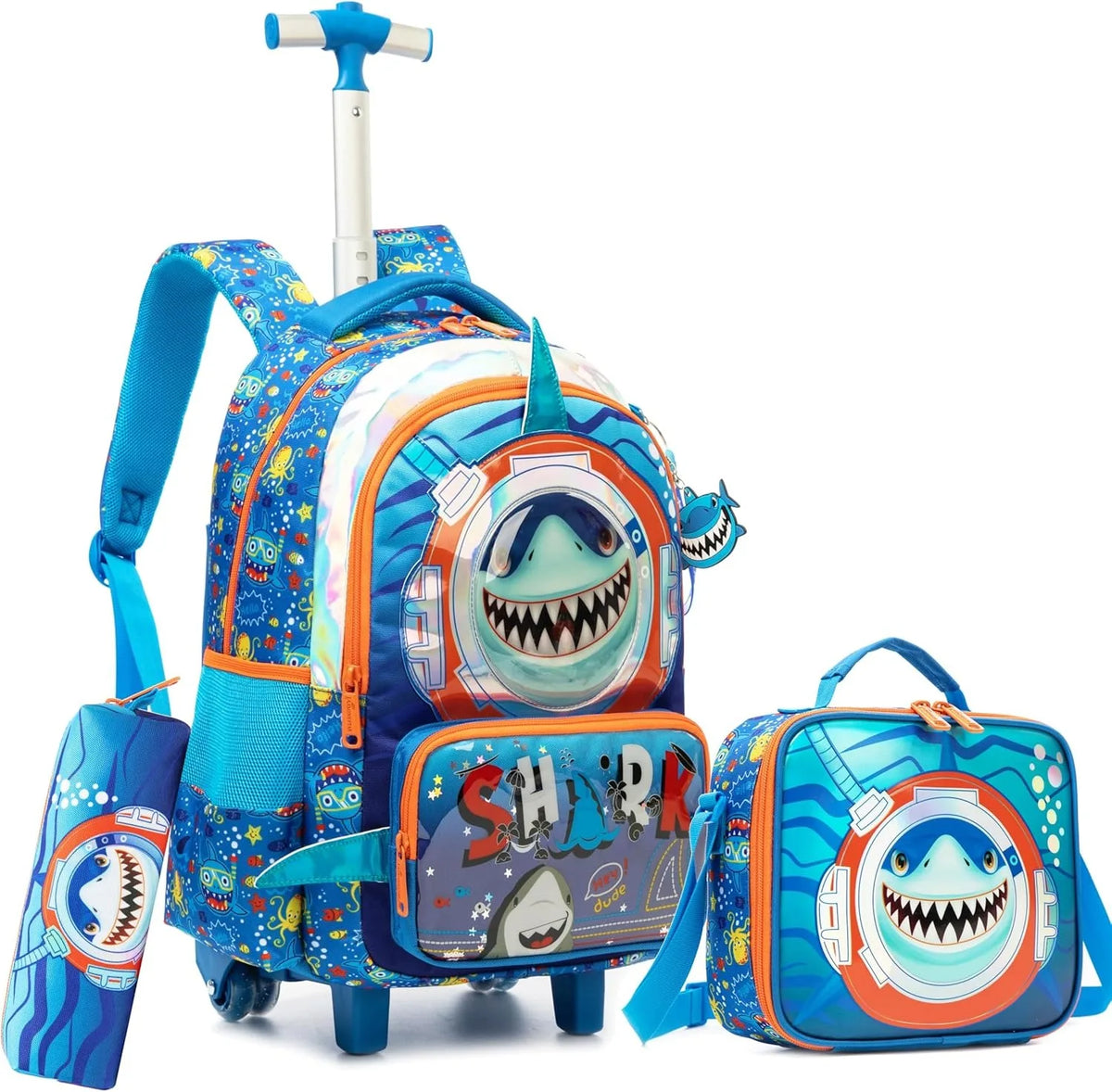 School Backpack for Boy Kids Trolley Bags with Wheels Girls Travel Carry on Backpack Lightweight Bookbag Back to School Supplies