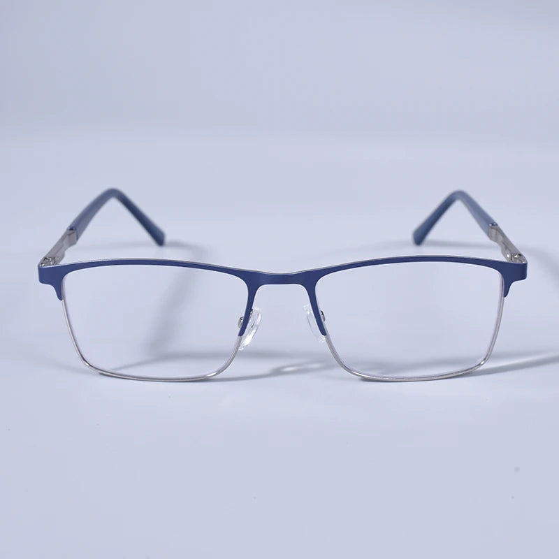 Anti Blue Light Men Reading Glasses Metal Full Frame Business Eyeglasses For Men Square Double Color Reading Eyewear +100+150