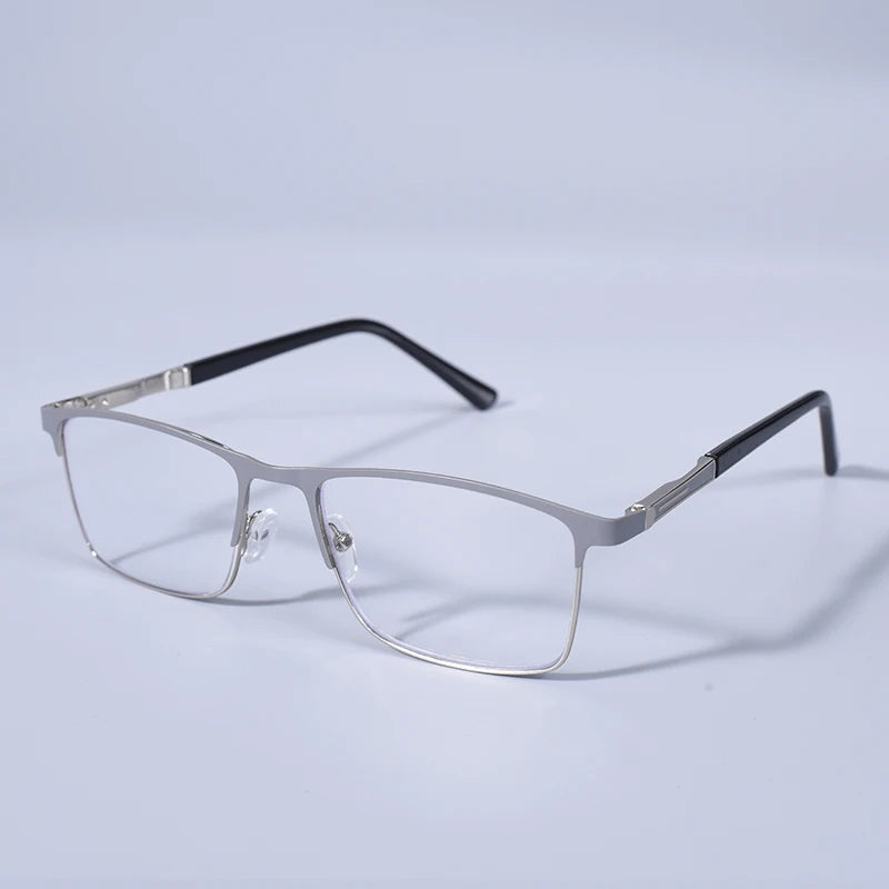 Fashion Large Frame Square Reading Glasses Double Color Prescription Eyeglasses For Men With Spring Hinge +125+175+225+275
