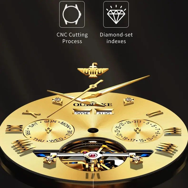 OUPINKE 3240 Tourbillon Men Watch Luxury Original Automatic Mechanical Watch Tungsten Steel Skeleton 44mm Large Dial Men Watch